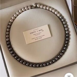 Natural Tahiti Black to White Pearl Graduated Necklace 925 Sterling Silver Clasp